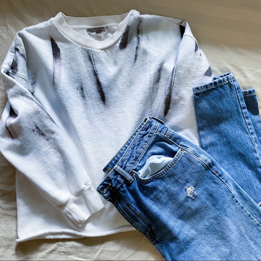 All Saints White Plume Joy Cropped Sweater Size S